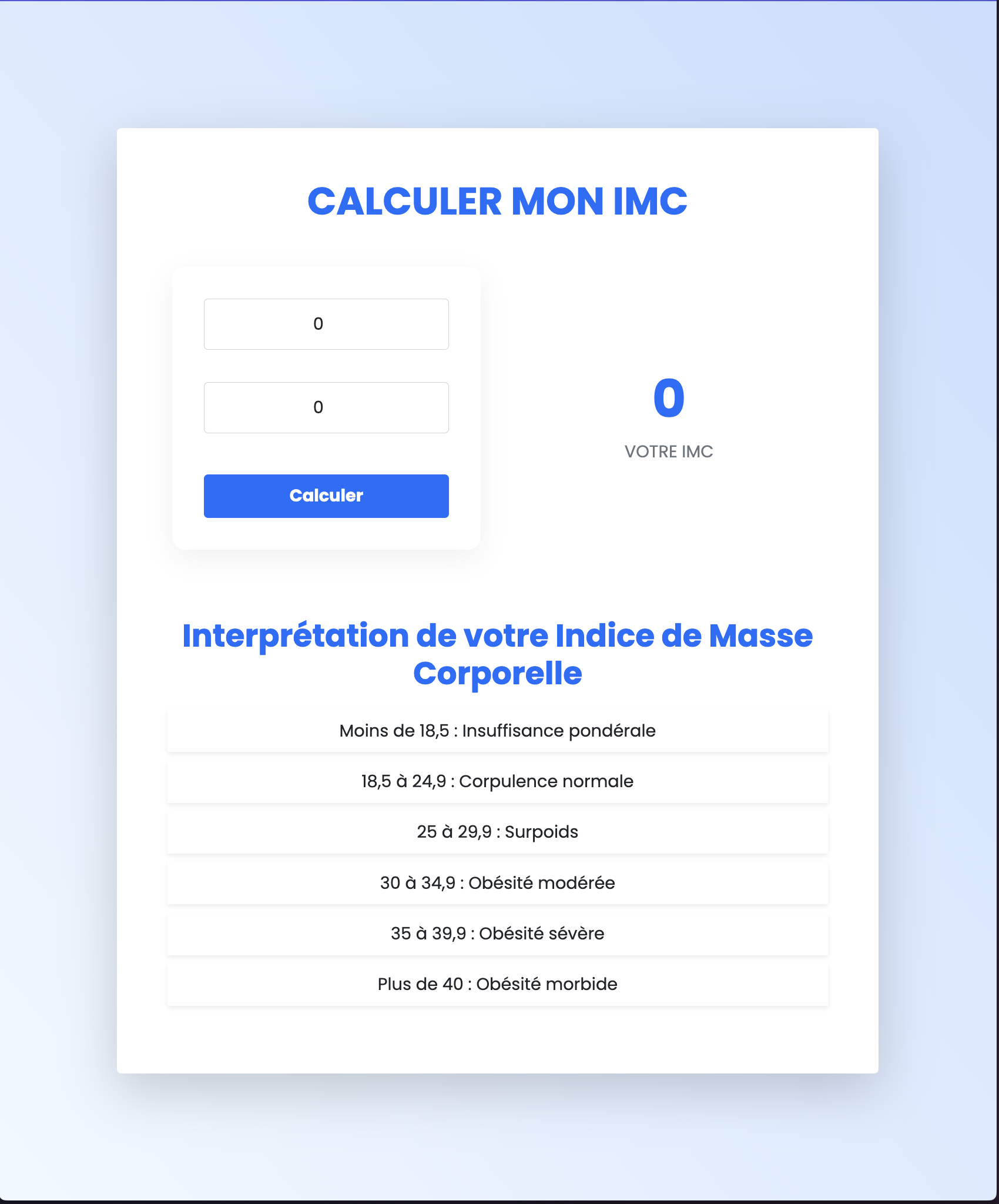 Aperçu de l'application